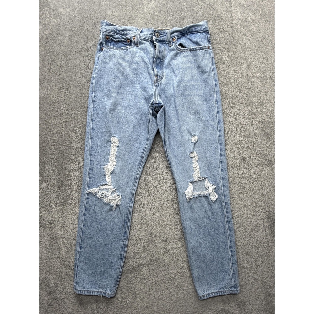 Levis Premium Wedgie Mom Jeans Womens Measured 31x28 High Rise Distressed‎
